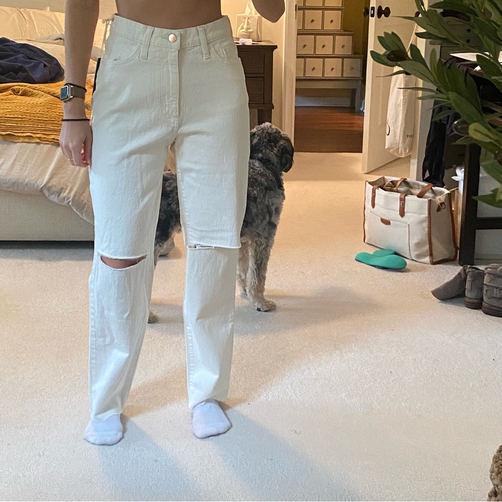 Off White Vintage High Waist Straight Leg Jeans